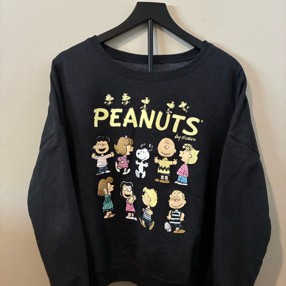 Peanuts Snoopy & Friends Graphic Crewneck kids Sweatshirt Black XL Charlie Brown